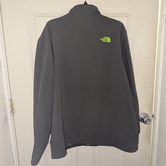 The North Face Men's Shellrock Fleece Lined Charcoal Jacket with Neon Green - Picture 2 of 3
